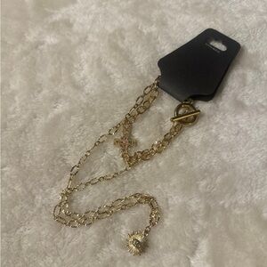 Gold Chain Necklace with Cross bracelet